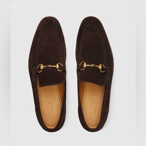 GUCCI Jordaan Horsebit Dark Brown Suede Loafers 8 / 8.5  1953 Moccasin $1100 NEW